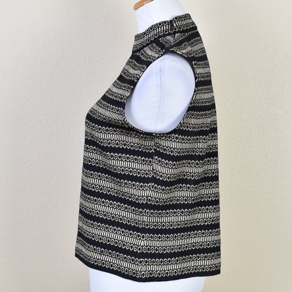 St. John Knit Sleeveless Mockneck Stripe Top - S - Picture 4 of 10